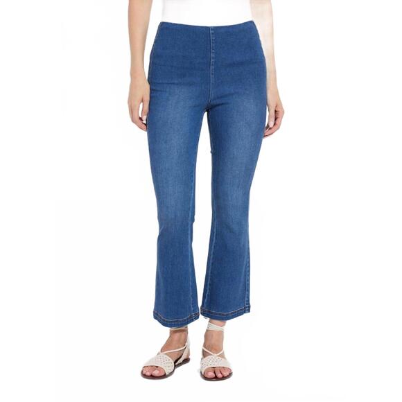 NEW LYSSE jade stretch tencel denim flare jeans in mid wash